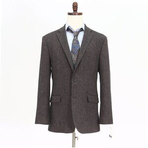 Kenneth Cole 42L Brown Solid 2-Button Sport Coat Blazer Jacket O156